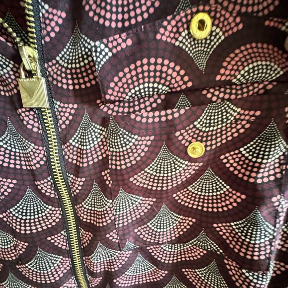 MICHAEL Michael Kors Blouse Women’s M Burgundy Purple Geometric Full Zip - Picture 6 of 12